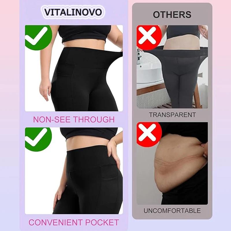VITALINOVO Leggings doublés polaire grande taille avec poches pour femmes taille haute hiver contrôl