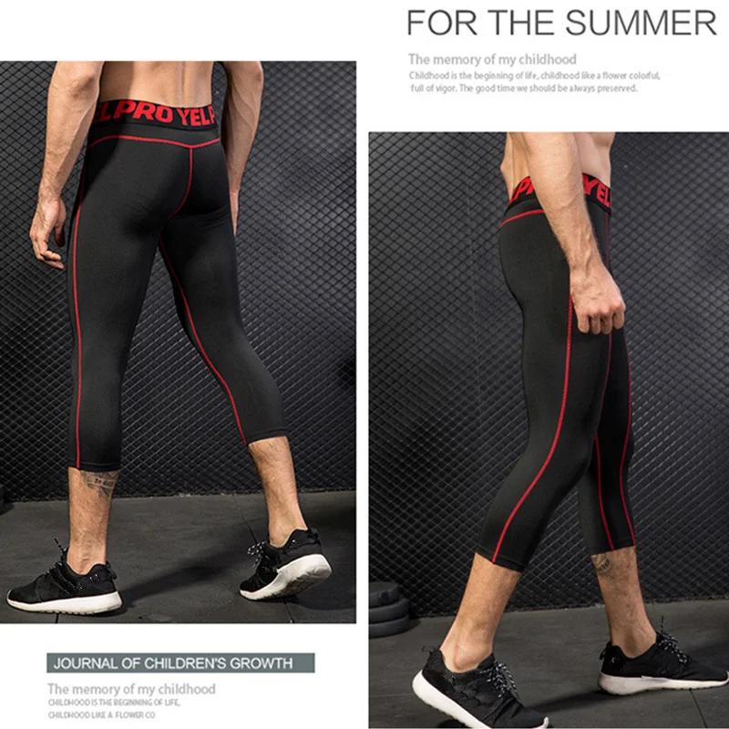 Hommes serré Compression 3/4 pantalons courts Shorts Sport basket-ball Fitness course entraînement e