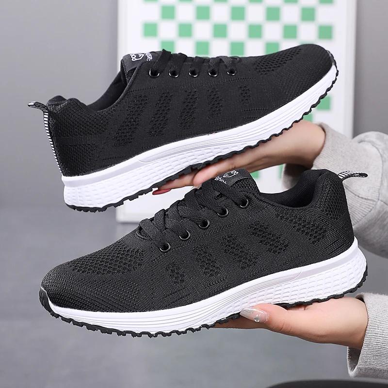 Nouvelles baskets femmes chaussures décontractées mode respirant marche maille chaussures plates fem
