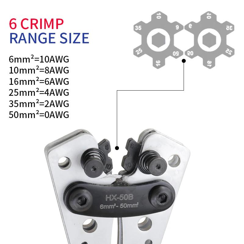 Outil de sertissage manuel de câble Portable, pince à sertir HX-50B 6-50mm 2/AWG 10-0, pince à serti