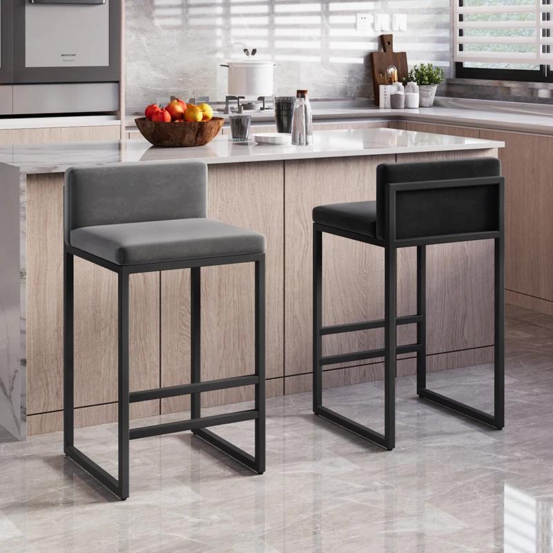 Tabouret de bar moderne avec dossier en fer forgé, chaise de comptoir pour la maison, l'îlot de cuis