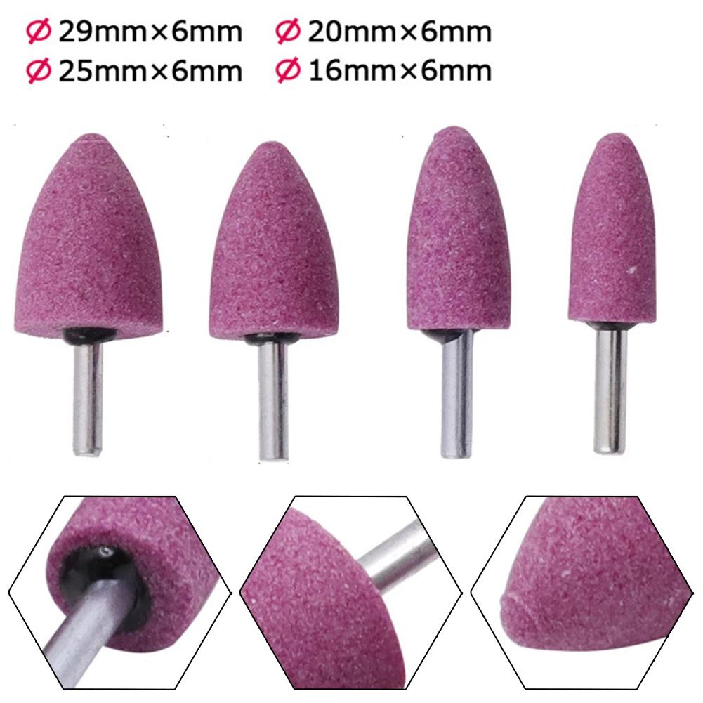 Tête de meulage conique en corindon rouge, tige de 6mm, pour le polissage et l'élimination de la rou