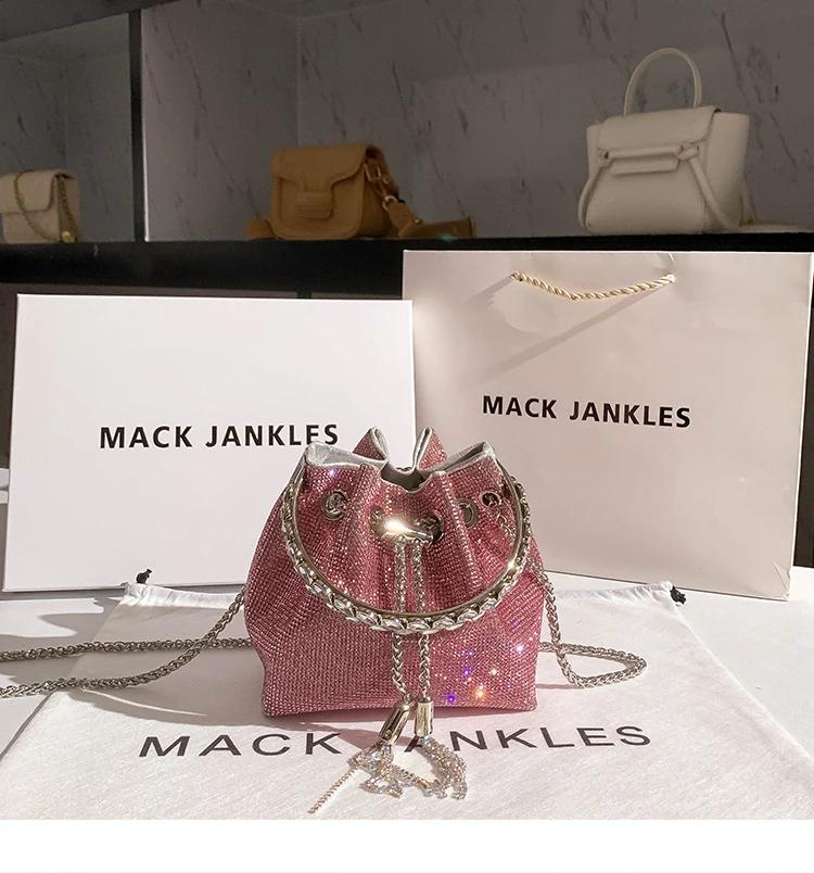Sac seau de luxe en cristal brillant strass diamant sac de soirée sac à main pour femme pochette de