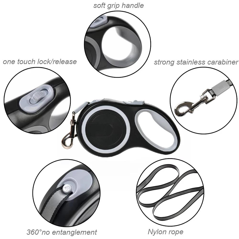 Laisse pour chien de 3m 5m 8m 50kg, collier de Roulette rétractable pour petits et grands chiens, ac