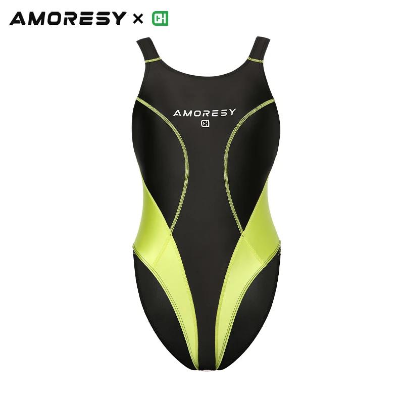 AMORESY Esme Cosholic série Co marque fourche haute couleur bloquée costume serré Satin brillant dos