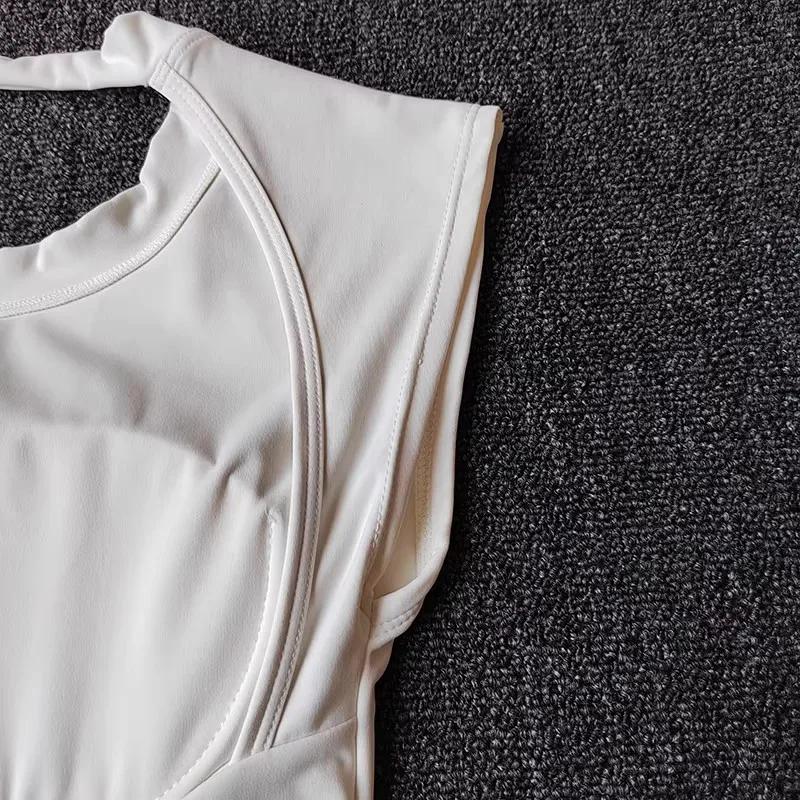 Débardeur de sport pour femme, coupe ajustée, dos ouvert, avec bonnets fixes intégrés, respirant, po