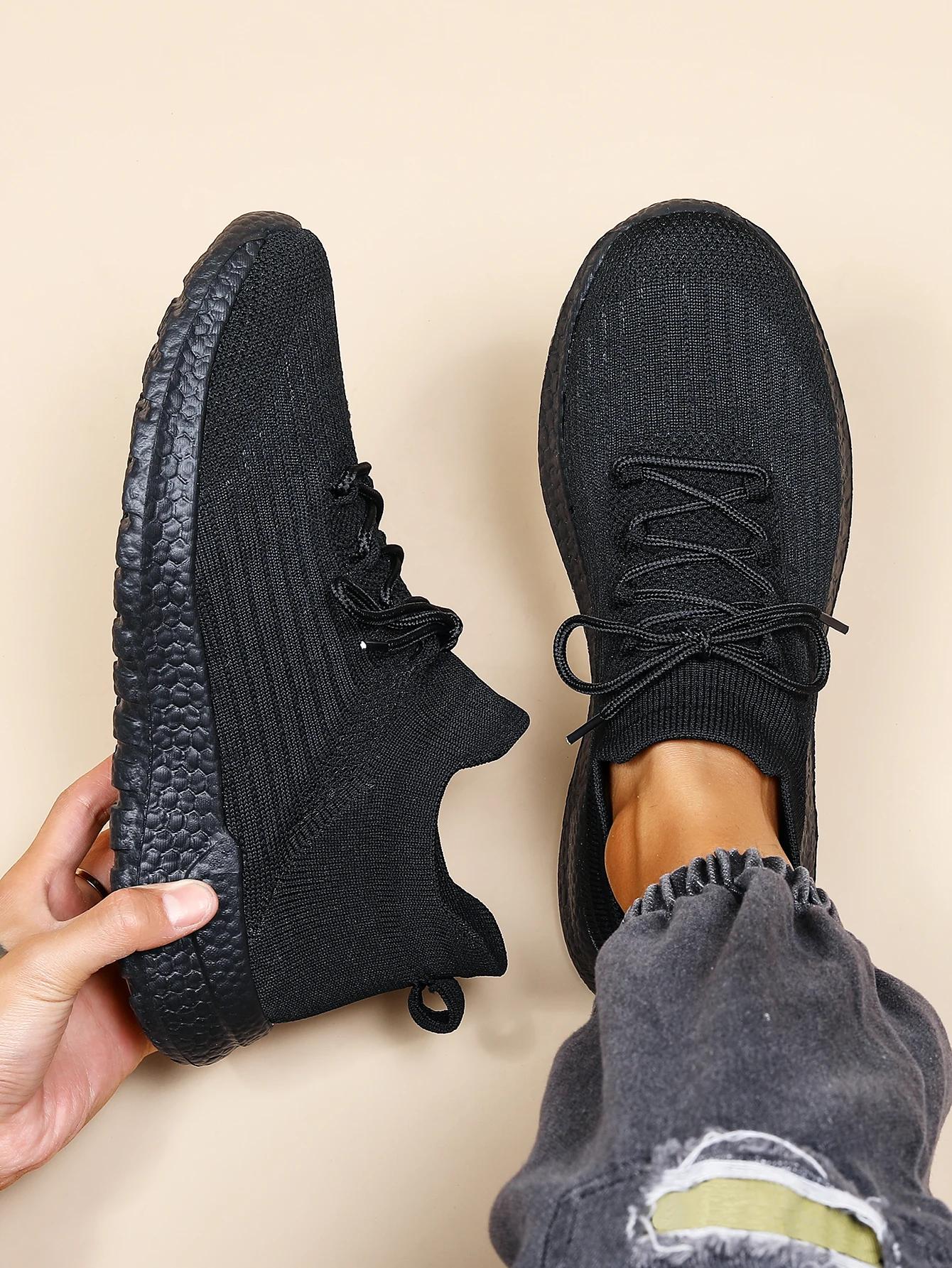 Chaussures course homme maille tissée - Baskets respirantes élastiques été avec chaussettes