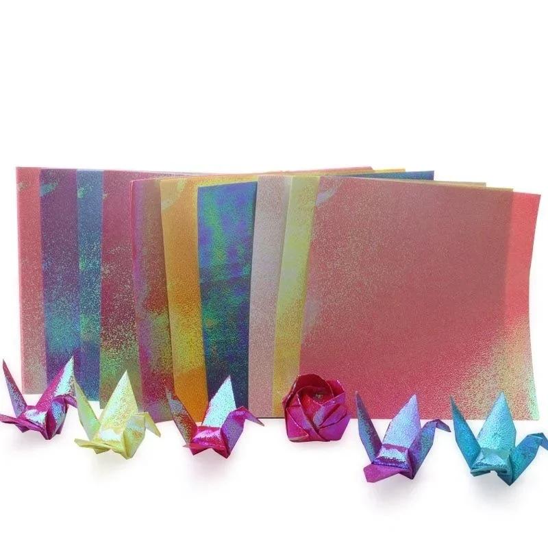 100 pièces papier pailleté scintillant brillant oiseau chanceux Origami brillant carré fait à la mai