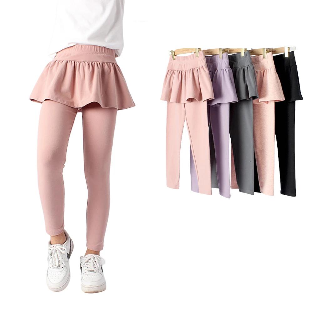 2026 nouveauté coton maigre grands enfants filles jupe Leggings haute élastique solide printemps ado