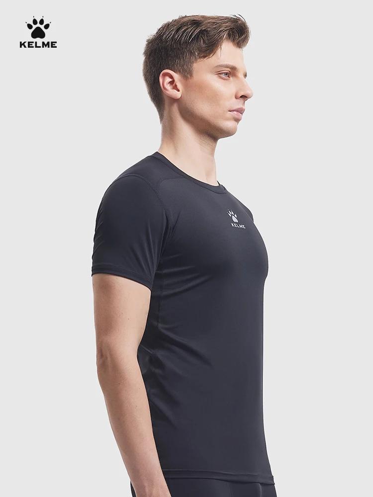Kelme-T-shirt de sport à manches courtes pour homme, vêtement élastique et moulant, respirant, à séc