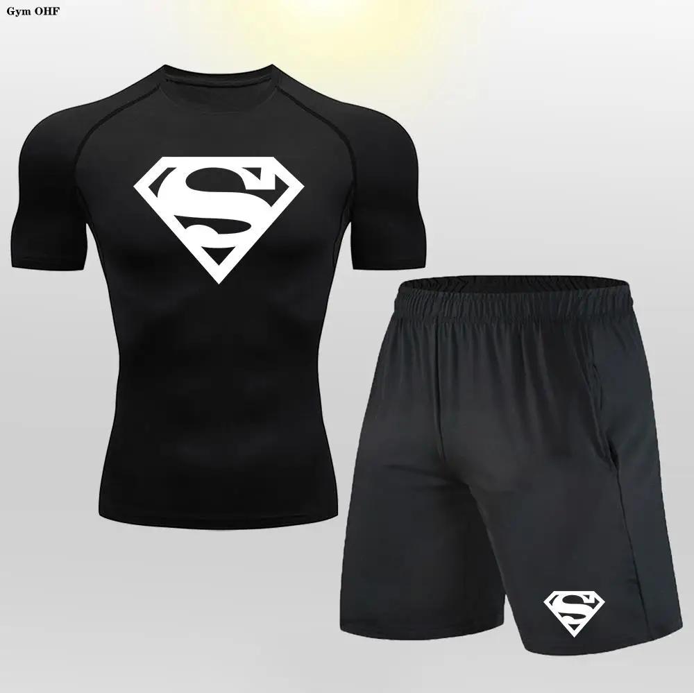Rashgard imbibé de MMA pour homme, leggings d'entraînement à séchage rapide, t-shirt de compression
