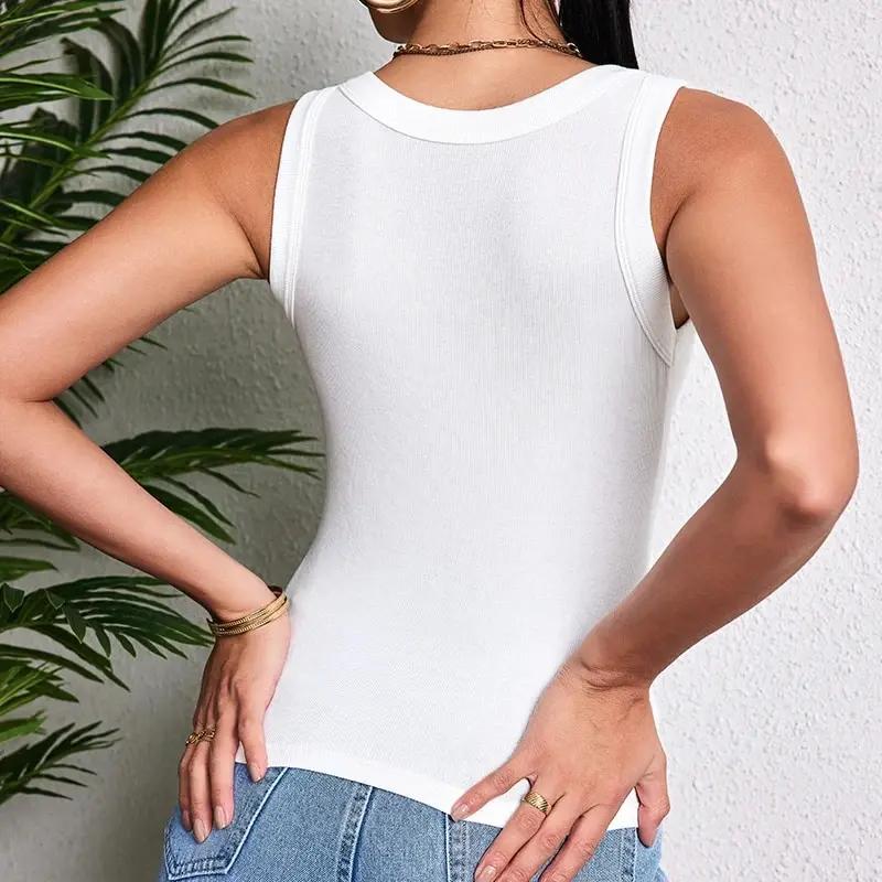 Gilet de couleur unie pour femmes, 3 pièces, mode Joker, Camisole filetée pour jeune femme