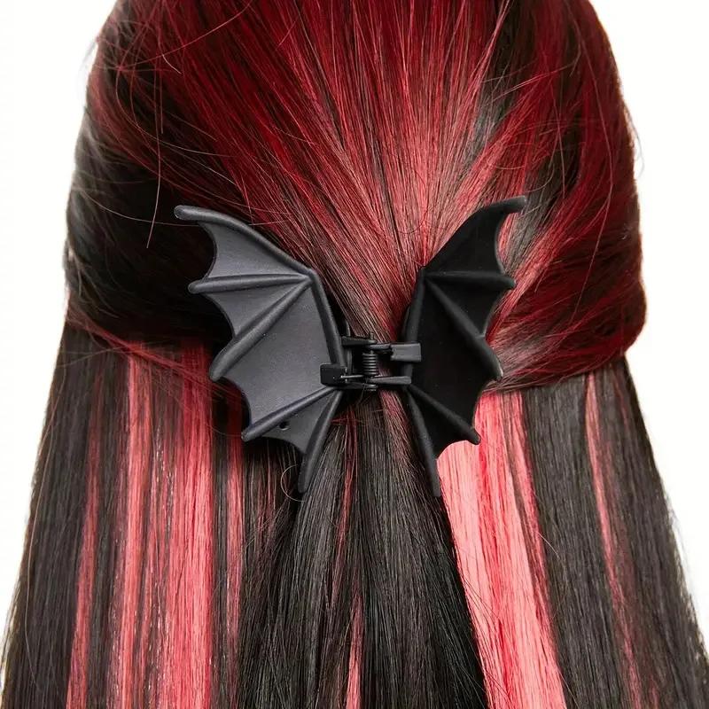 Pince à cheveux chauve-souris gothique Halloween noir mat gothique Style Punk imprimé Animal épingle