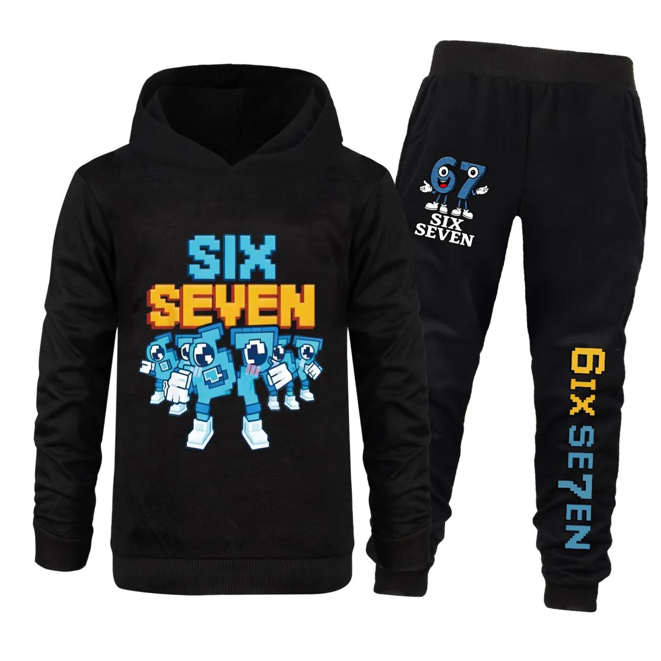 Ensemble de vêtements pour enfants Six Seven, dessin animé Steal A Brainrot, sweat à capuche + panta