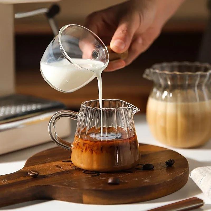 Petit Pot à lait rayé simple, travail manuel, verre résistant à la chaleur, tasse à lait exquise, di