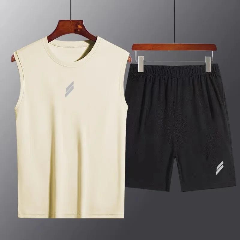 Ensemble fitness homme été - Gilet + short séchage rapide maille ventilation course