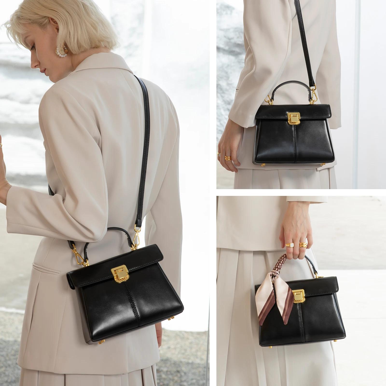 Sac à main en cuir véritable ITAMOOD avec foulard | Sac à bandoulière de luxe tendance de créateur