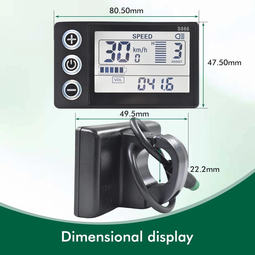 UART2 24V 36V 48V S866 vélo électrique LCD affichage compteur E Scooter panneau LCD avec USB UART po