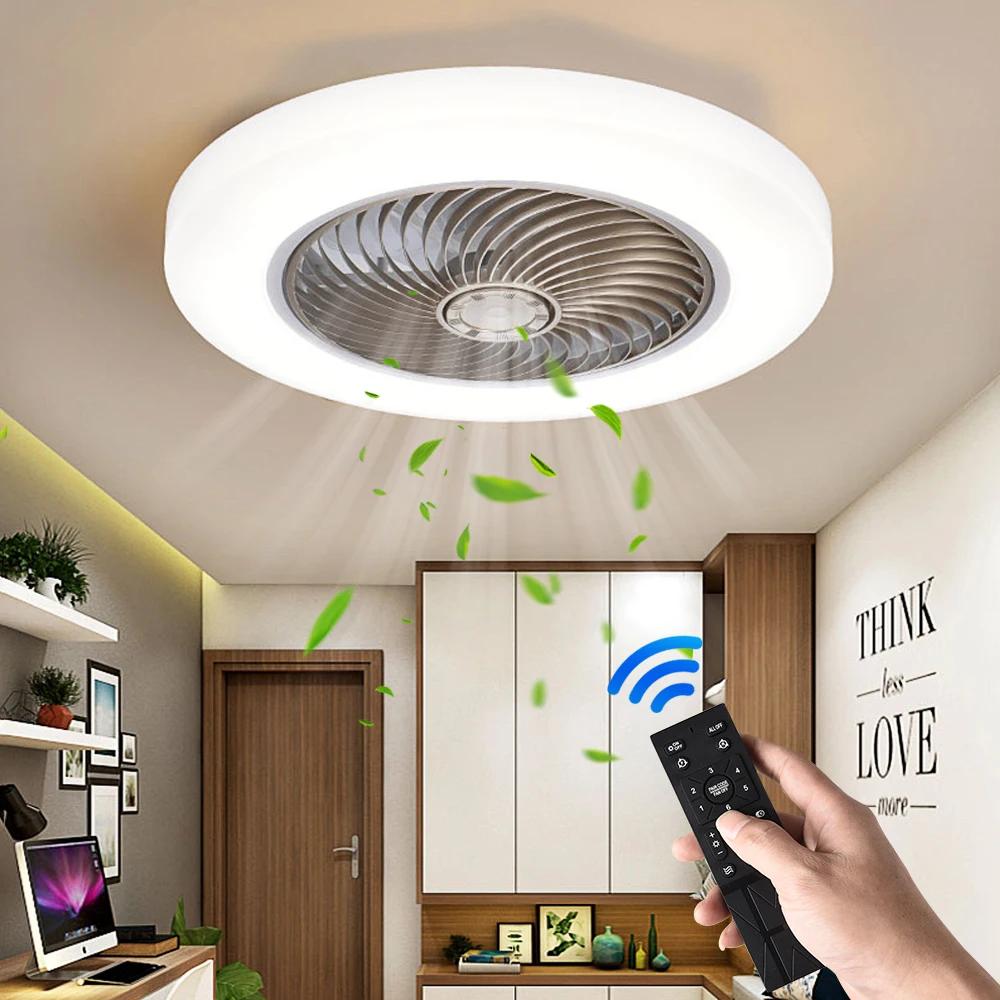 Ventilateur de plafond intelligent ventilateurs avec lumières télécommande chambre décor ventilateur