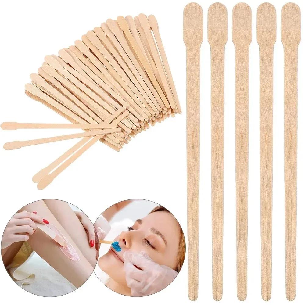 100 pièces femme en bois épilation bâton jetable épilation spatule cire bâtons bois visage sourcils
