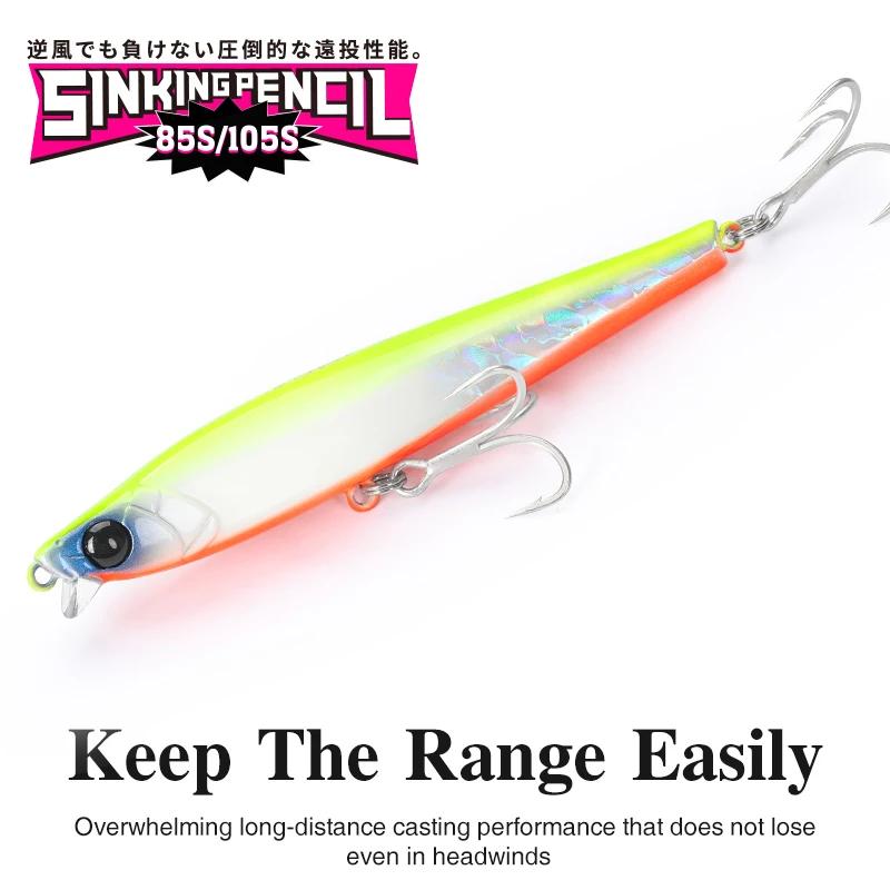 TSURINOYA 85S 105S leurre de pêche lourd à lèvres courtes crayon coulant AIRAZOR 85mm 20g 105mm 30g