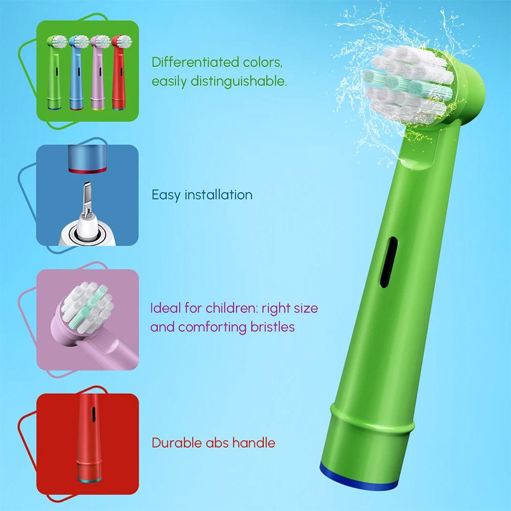 Têtes de rechange pour brosse à dents électrique, compatibles avec les enfants Oral B Braun, poils s