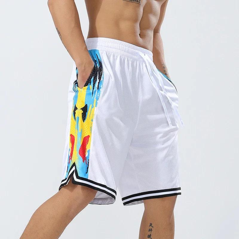 Viser de survêtement de basket-ball pour hommes, sports de plein air, séchage rapide, court, fitness