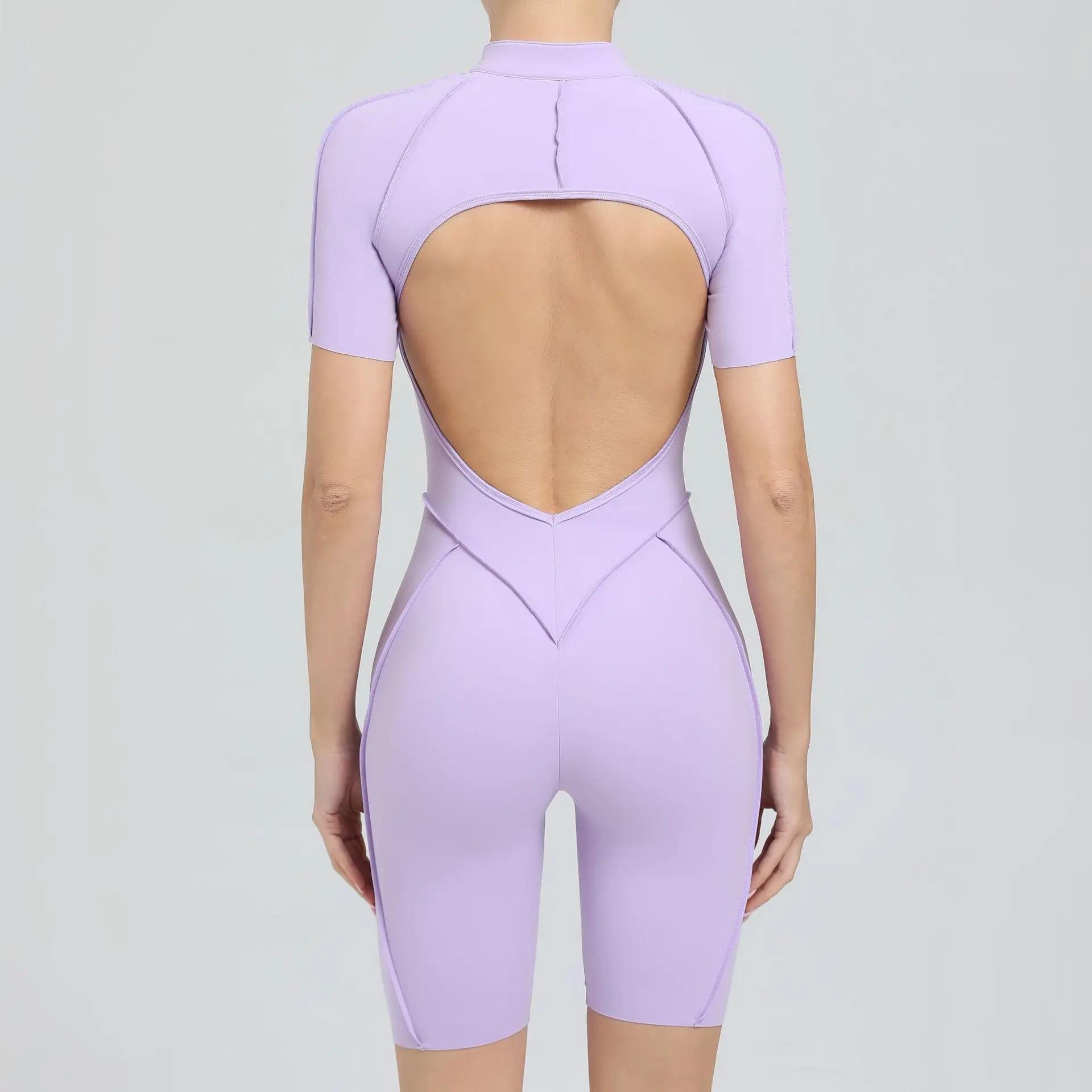 Combinaisons de Yoga sans couture, sport, Fitness, levage des hanches, dos nu, slim, fermeture éclai