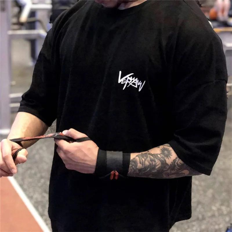 Nouveau col rond sport T-shirt surdimensionné coton été T-shirt formation course chemise homme Stree
