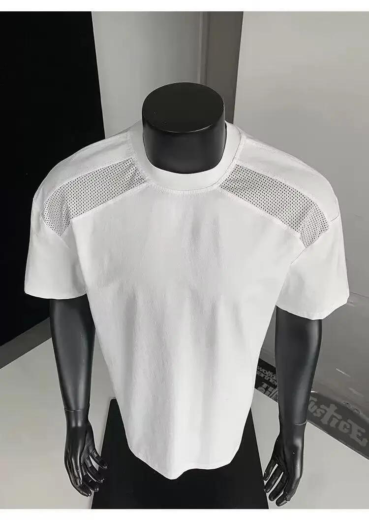 Style américain cleanfit épaule coupe déconstruction T-shirt à manches courtes hommes et femmes à la