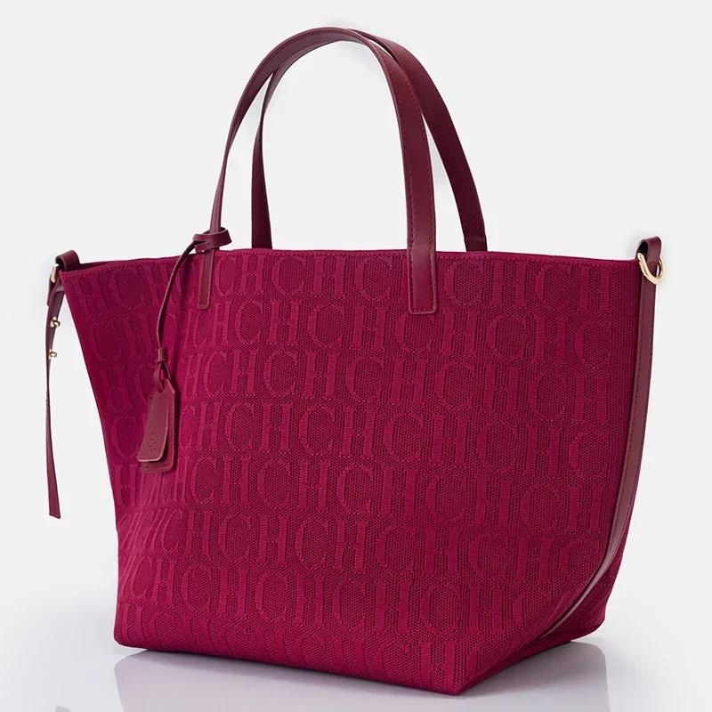 Sac fourre-tout CH de marque, sac tissé volanté, style vintage, couleur unie, grande capacité, multi