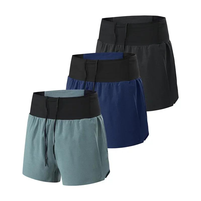 Short de Marathon 2 en 1 à doublure triangulaire pour hommes, respirant et à séchage rapide, pantalo