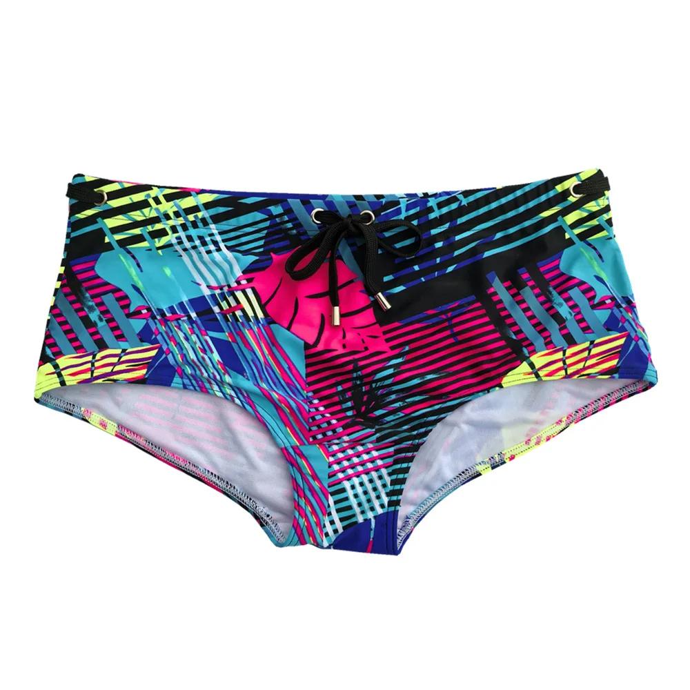 Maillot de bain Sexy pour hommes, imprimé feuilles, Boxer, slip, Bikini, coupe brésilienne, maillot
