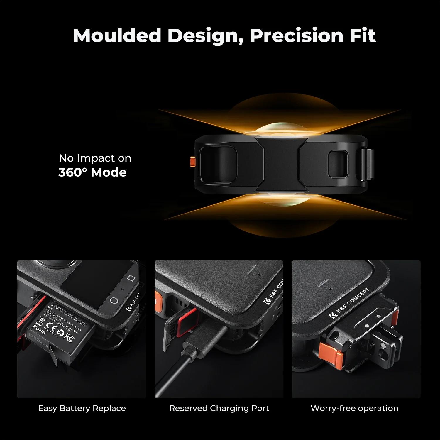 K&F CONCEPT Cage en Aluminium pour Appareil Photo pour DJI Osmo 360 Étui de Protection avec Cache Ob