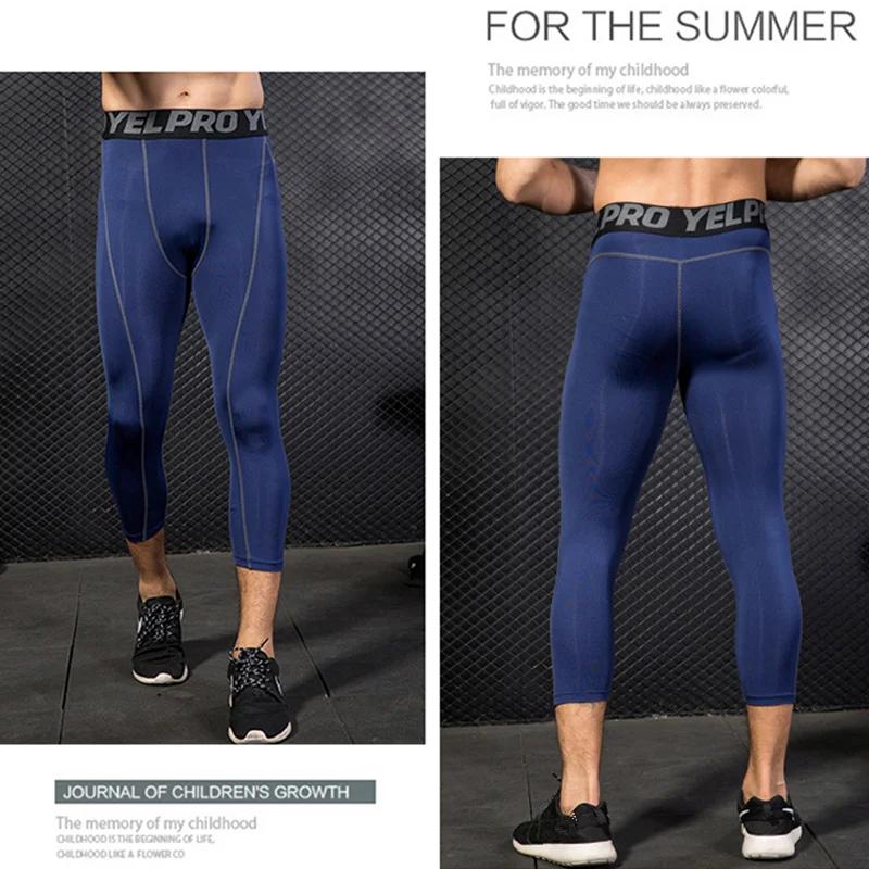 Hommes serré Compression 3/4 pantalons courts Shorts Sport basket-ball Fitness course entraînement e