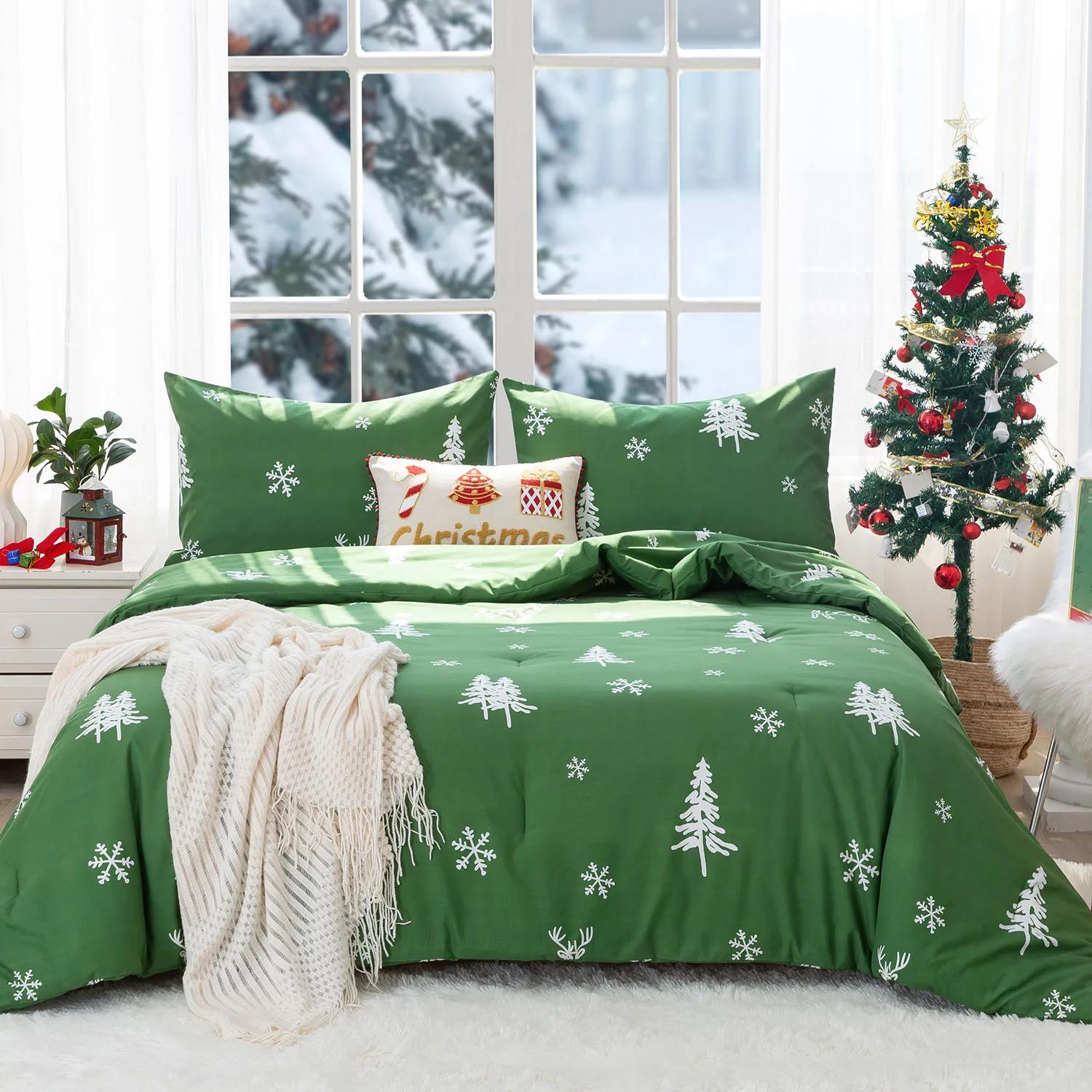 Couette de lit en polycoton doux taille Queen, ensemble de literie en duvet avec couvre-oreiller