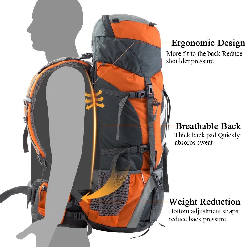 Natureifa-Sacs à dos de randonnée étanches pour hommes et femmes, sac d'escalade extérieur, grande c