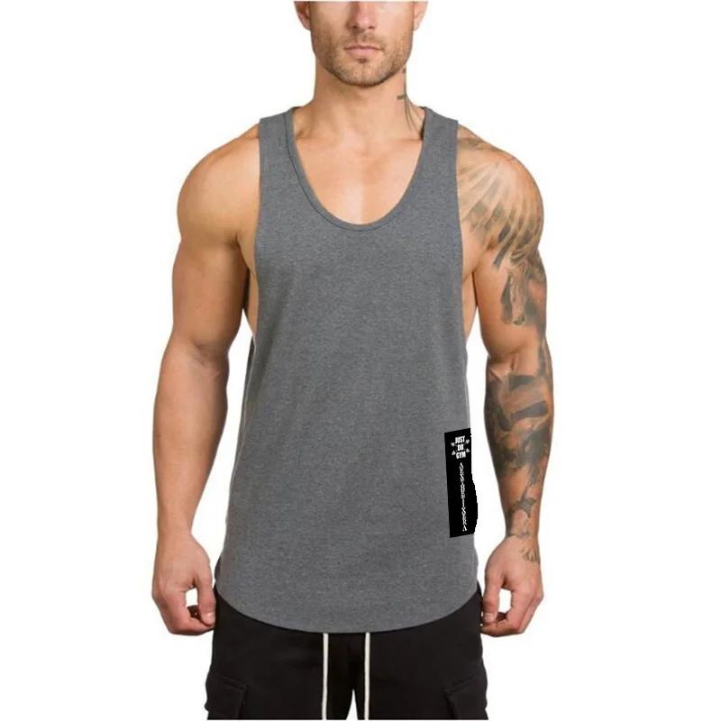 Marque Gym Sport vêtements coton Singlets musculation Stringer débardeurs hommes Fitness chemise Mus