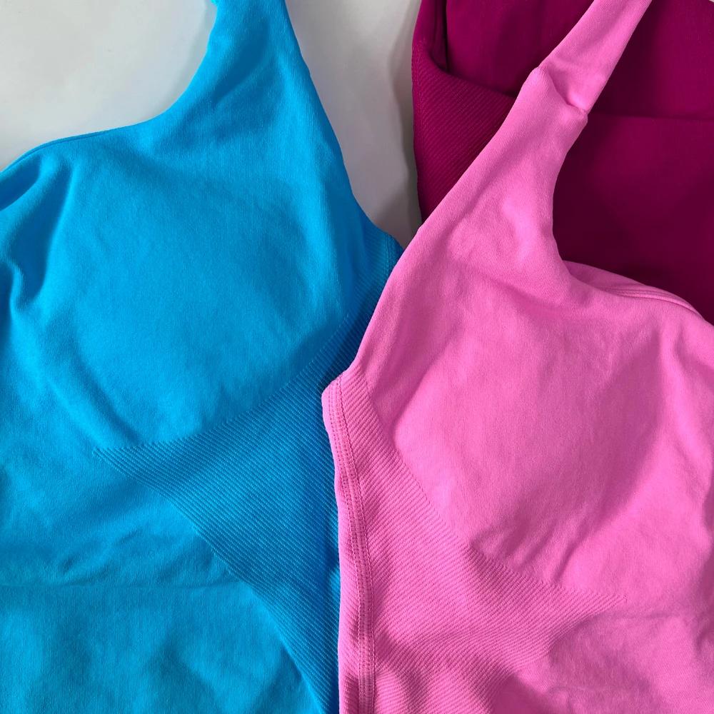 Sans Logo sans couture haut à licou dos nu palangre à bretelles rembourré haut de sport femmes souti