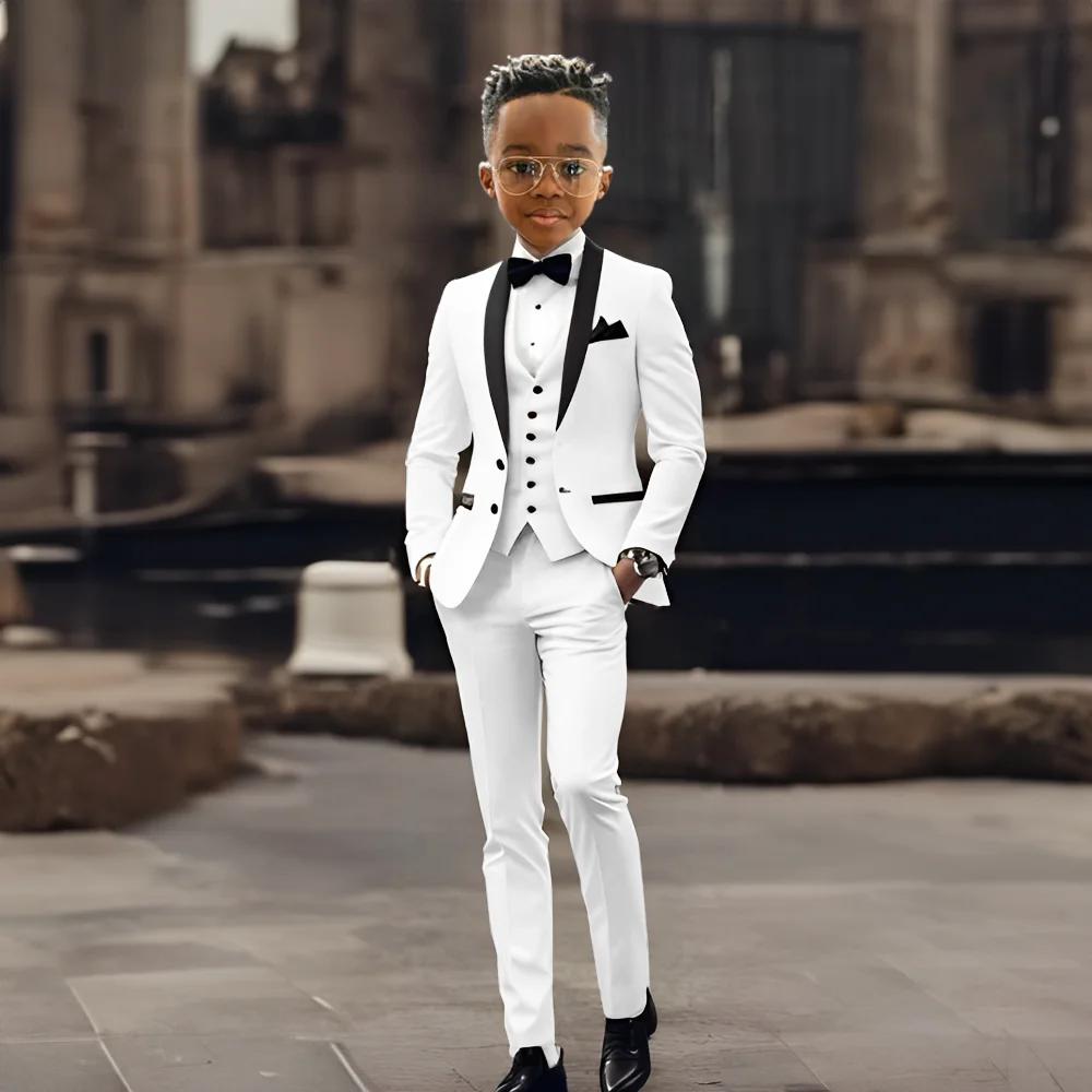 Ensemble de costume pour enfants, 3 pièces, tenue de porteur d'anneau de mariage, beau châle à rever