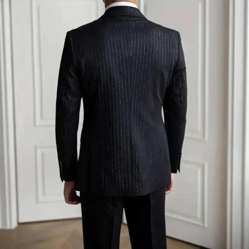 Costume d'affaires à rayures métalliques, robe formelle décontractée à Double boutonnage, Costume de