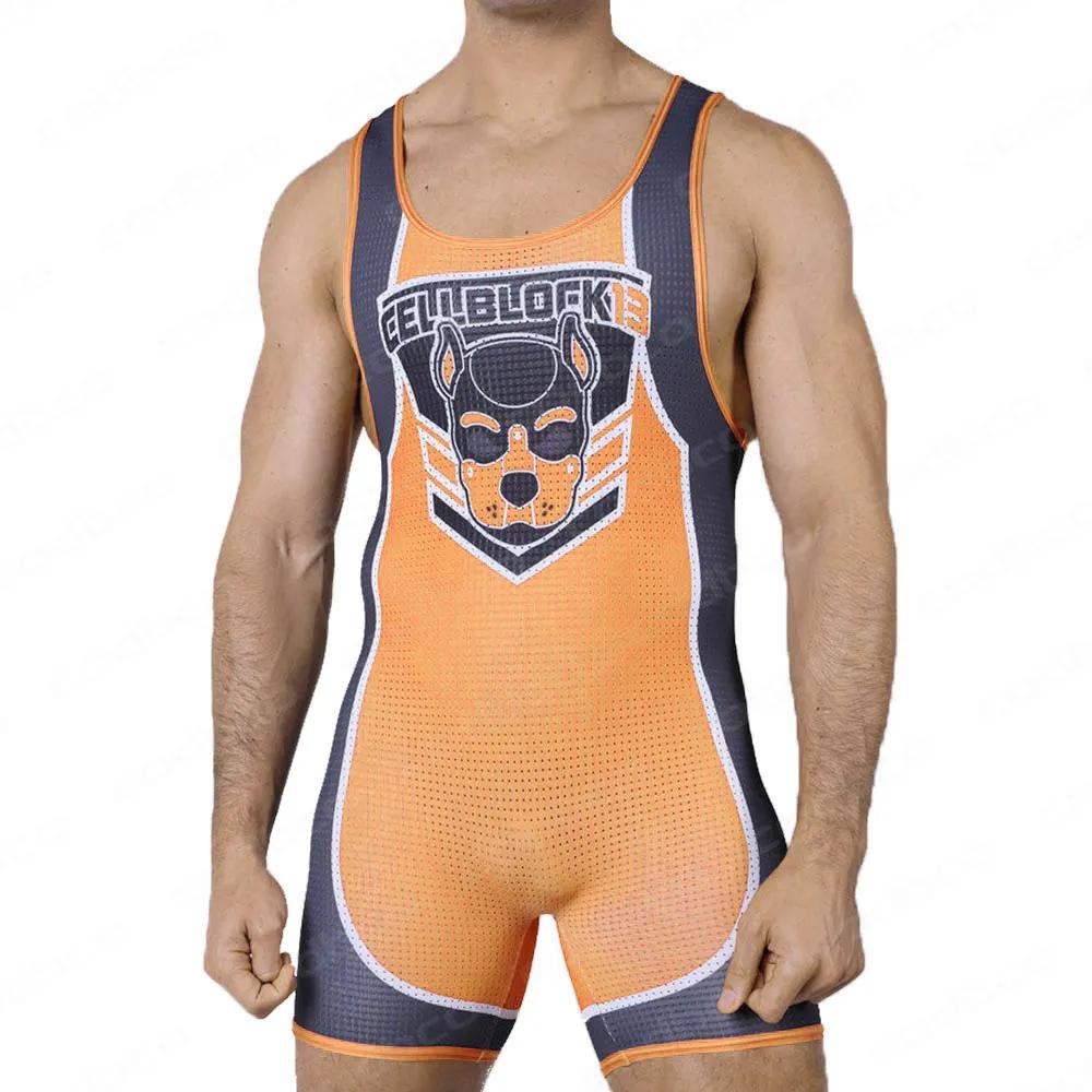 Costume de lutte singlet homme sans manches - Tenue powerlifting triathlon contrôle ventre
