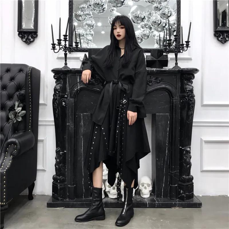 Jupe noire Harajuku pour femmes, Steampunk, gothique, Vintage, victorien, gitane, Hippie, fête Y2k,