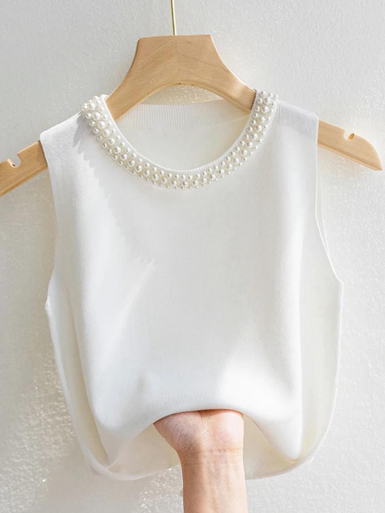 Corée tricoté gilets femmes haut solide réservoir Blusas Mujer De Moda été nouvelle mode femme sans