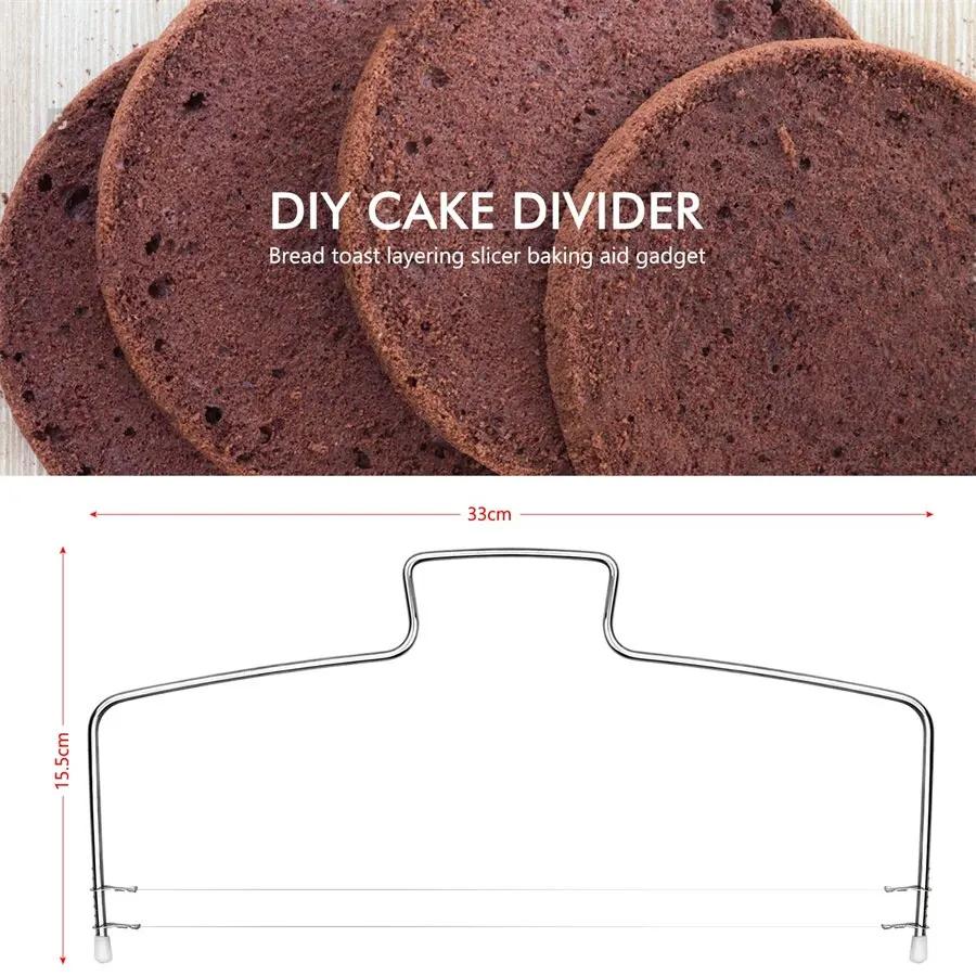 Double Fil Réglable Gâteaux Cutter En Acier Inoxydable Cupcakes Niveleurs Fondant Nivellement Couche