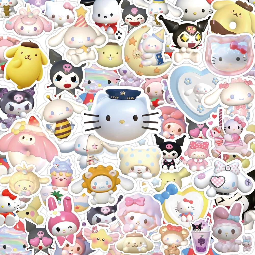 50/100 pièces Kawaii ma mélodie Kuromi Hello Kitty autocollants pour enfants filles bricolage ordina