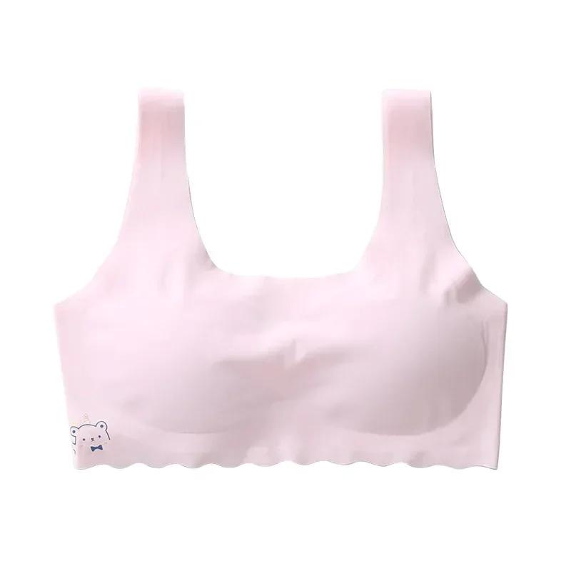 Sous-vêtements tubulaires sans couture pour enfants, gilet blanc/rose, période de développement pour