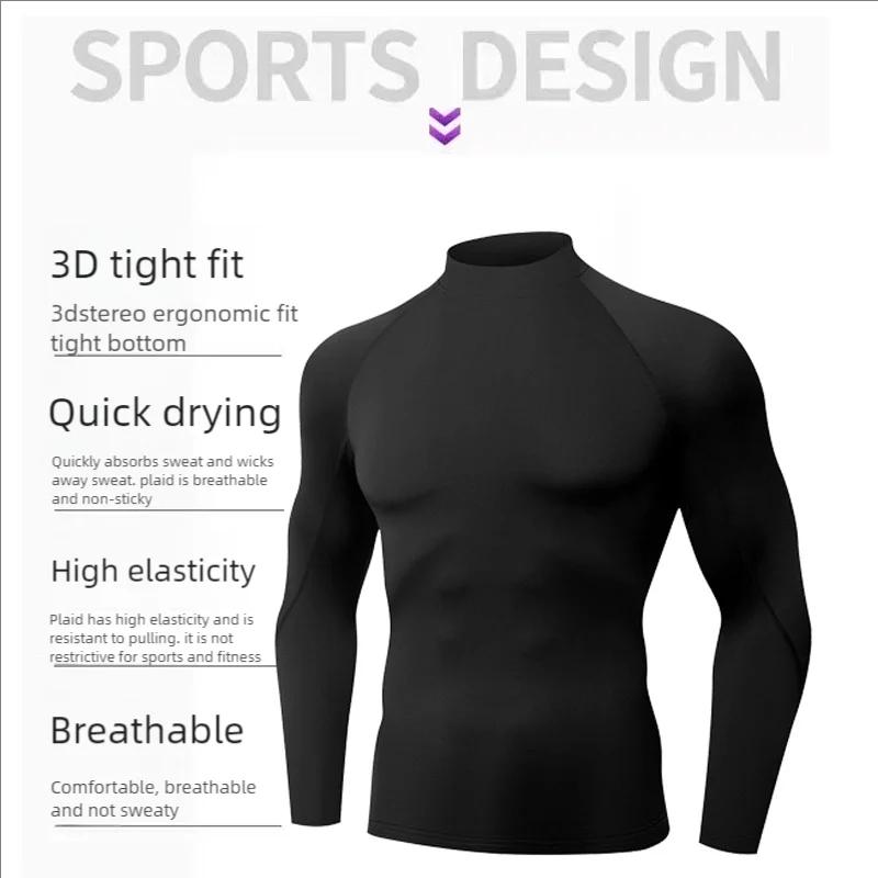 Chemise de Compression pour hommes, vêtements de cyclisme, chemise chaude à bascule, T-Shirt de Comp