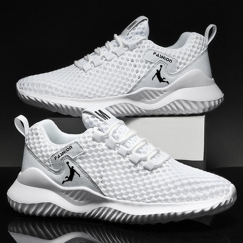 Baskets de course blanches maille respirante homme - Chaussures sport unisexes taille 47