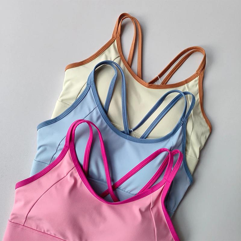 Femmes Sport soutien-gorge haut Push Up Fitness fixe avec coussinet Yoga soutien-gorge sous-vêtement